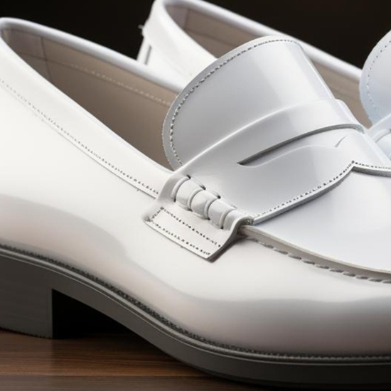 White Patent Leather Loafers - Alternate View