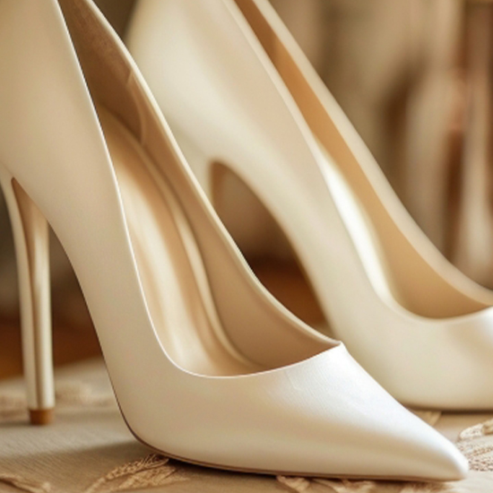 Ivory Satin Pointed Pumps - Alternate View